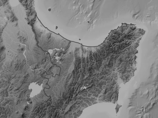 ニュージーランドの地方評議会 湖や川とグレースケール標高マップ — ストック写真