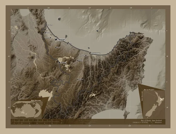 Κόλπος Αφθονίας Περιφερειακό Συμβούλιο Της Νέας Ζηλανδίας Υψόμετρο Χάρτη Χρωματισμένο — Φωτογραφία Αρχείου