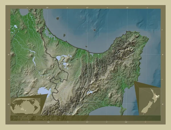 Bay Plenty Consejo Regional Nueva Zelanda Mapa Elevación Coloreado Estilo —  Fotos de Stock