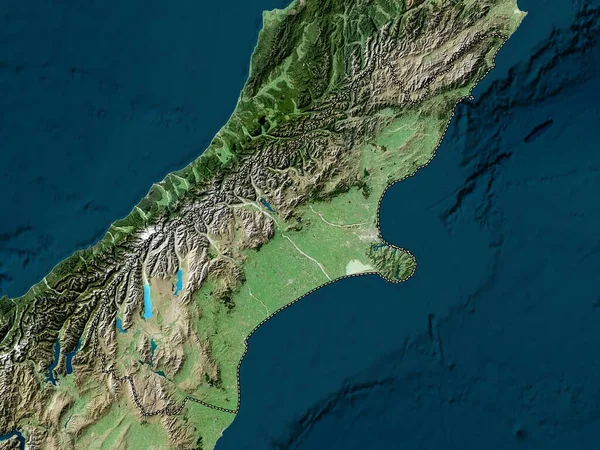 Canterbury Conselho Regional Nova Zelândia Mapa Satélite Baixa Resolução — Fotografia de Stock