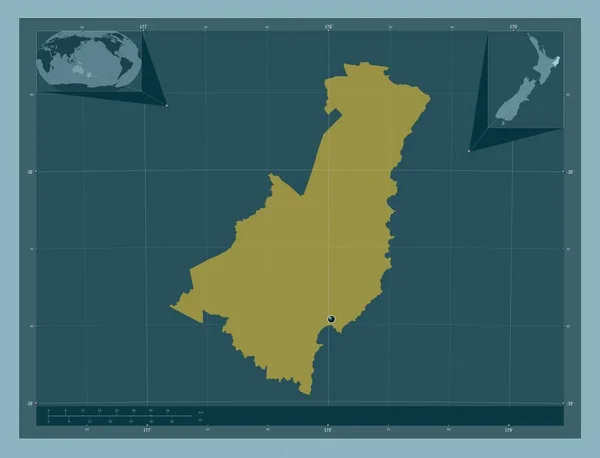Gisborne Conselho Regional Nova Zelândia Forma Cor Sólida Mapa Localização — Fotografia de Stock
