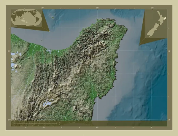 Gisborne Regionalna Rada Nowej Zelandii Mapa Wzniesień Kolorowa Stylu Wiki — Zdjęcie stockowe