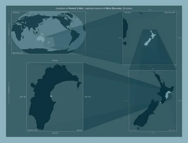 Хокс Бей Региональный Совет Новой Зеландии Диаграмма Показывающая Расположение Региона — стоковое фото
