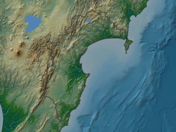 Hawke Körfezi, Yeni Zelanda bölge konseyi. Gölleri ve nehirleri olan renkli yükseklik haritası