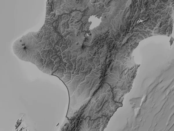 マナワトゥワンヌイ Manawatu Wanganui ニュージーランドの地方議会 湖や川とグレースケール標高マップ — ストック写真