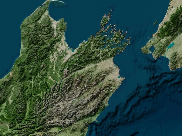 Marlborough Autoridad Unitaria Nueva Zelanda Mapa Satélite Alta Resolución — Foto de Stock