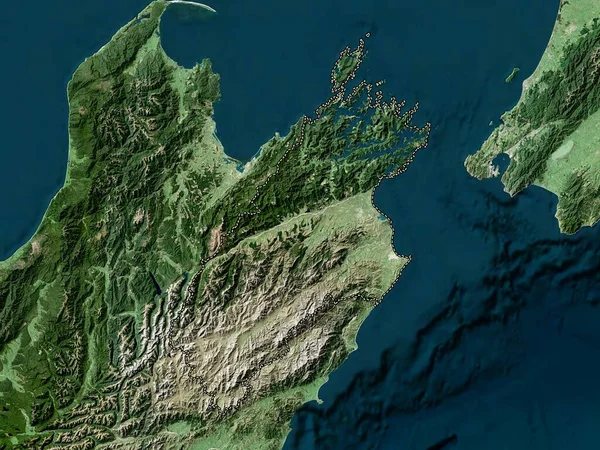 Marlborough Jednolity Autorytet Nowej Zelandii Mapa Satelitarna Niskiej Rozdzielczości — Zdjęcie stockowe