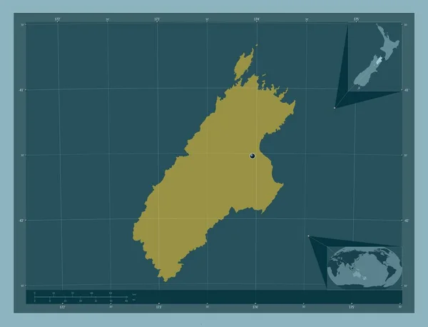 马尔博罗 新西兰的单一政权 固体的颜色形状 角辅助位置图 — 图库照片
