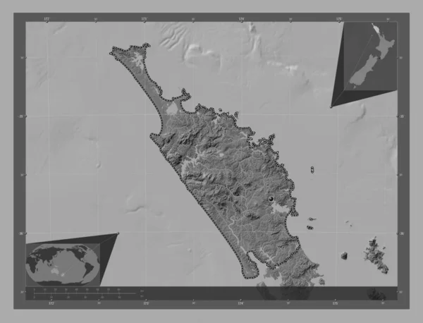 Northland Consejo Regional Nueva Zelanda Mapa Elevación Bilevel Con Lagos —  Fotos de Stock