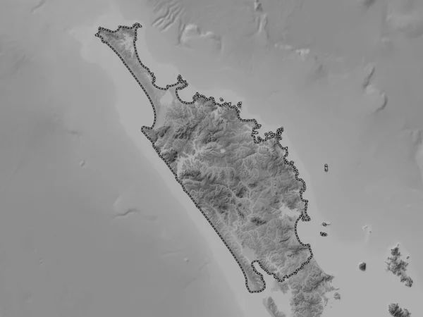 Northland Regionalna Rada Nowej Zelandii Mapa Wzniesień Skali Szarości Jeziorami — Zdjęcie stockowe