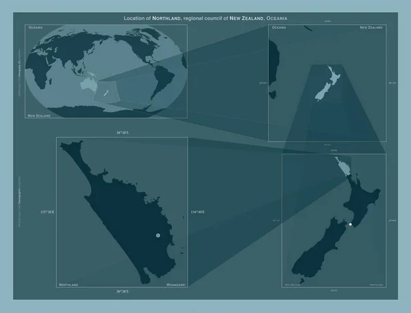 Нортленд Региональный Совет Новой Зеландии Диаграмма Показывающая Расположение Региона Крупных — стоковое фото