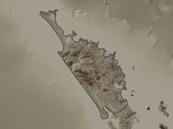 Northland Yeni Zelanda Bölge Konseyi Yükseklik Haritası Sepya Tonlarında Göller — Stok fotoğraf