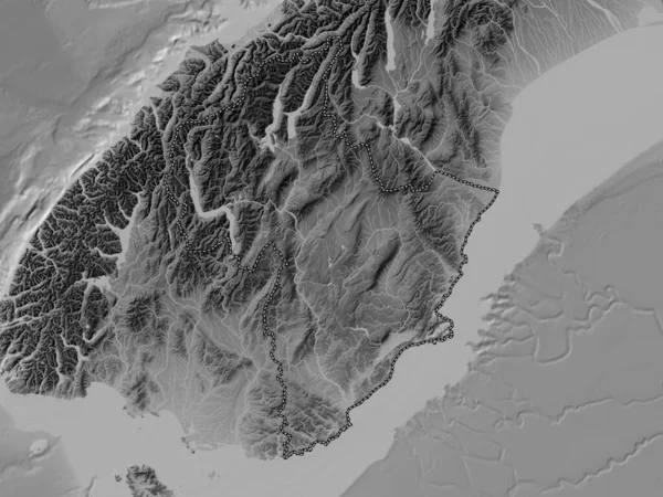 Otago Regionální Rada Nového Zélandu Výškové Mapy Stupních Šedi Jezery — Stock fotografie