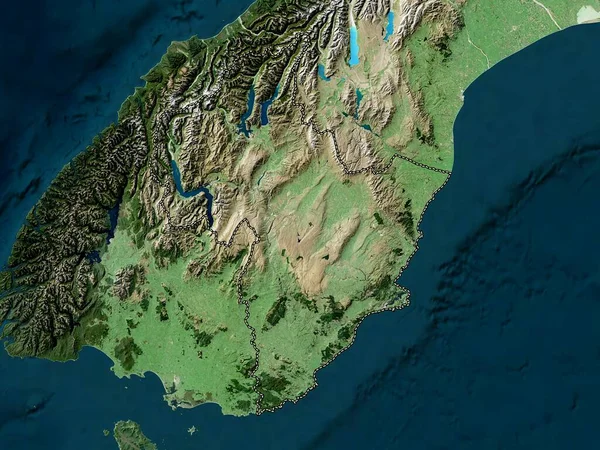 Otago Consiglio Regionale Della Nuova Zelanda Mappa Satellitare Bassa Risoluzione — Foto Stock