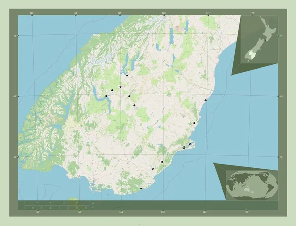 Otago Regionalrat Von Neuseeland Open Street Map Standorte Der Wichtigsten — Stockfoto