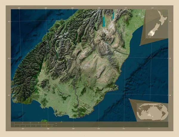 Otago Consejo Regional Nueva Zelanda Mapa Satelital Alta Resolución Mapas — Foto de Stock