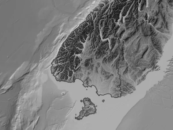 Σάουθλαντ Περιφερειακό Συμβούλιο Της Νέας Ζηλανδίας Υψόμετρο Γκρι Χάρτη Λίμνες — Φωτογραφία Αρχείου