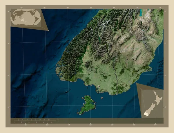 Southland Consejo Regional Nueva Zelanda Mapa Satelital Alta Resolución Mapas —  Fotos de Stock