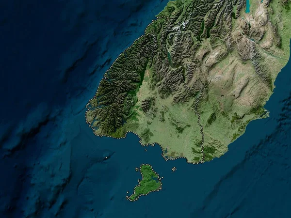 Southland Consiliul Regional Noii Zeelande Înaltă Rezoluție Satelit Hartă — Fotografie, imagine de stoc