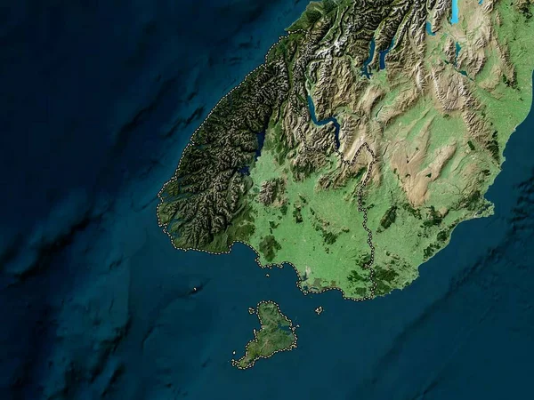 Southland Regionfullmäktige Nya Zeeland Lågupplöst Satellitkarta — Stockfoto