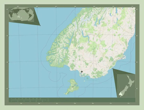Саутленд Региональный Совет Новой Зеландии Карта Улиц Вспомогательные Карты Расположения — стоковое фото