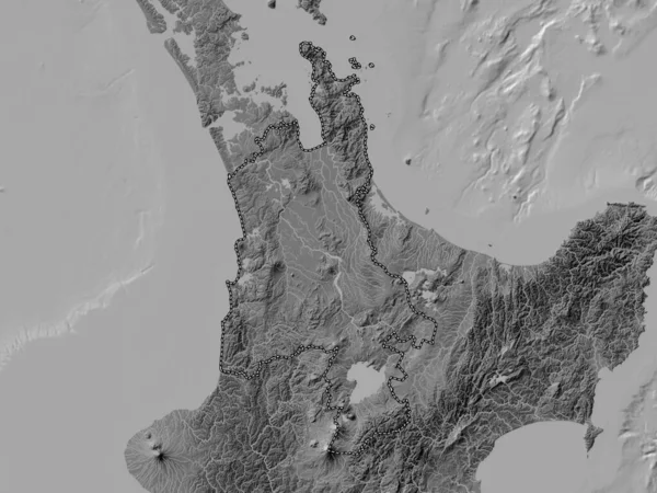 ワイカト ニュージーランドの地方議会 湖や川と二階の標高マップ — ストック写真