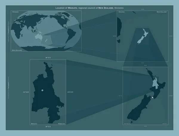Вайкато Региональный Совет Новой Зеландии Диаграмма Показывающая Расположение Региона Крупных — стоковое фото