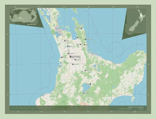 Waikato Regionale Raad Van Nieuw Zeeland Open Plattegrond Locaties Namen — Stockfoto