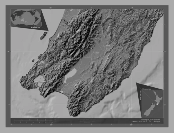 Wellington Regionale Raad Van Nieuw Zeeland Hoogteplattegrond Met Meren Rivieren — Stockfoto