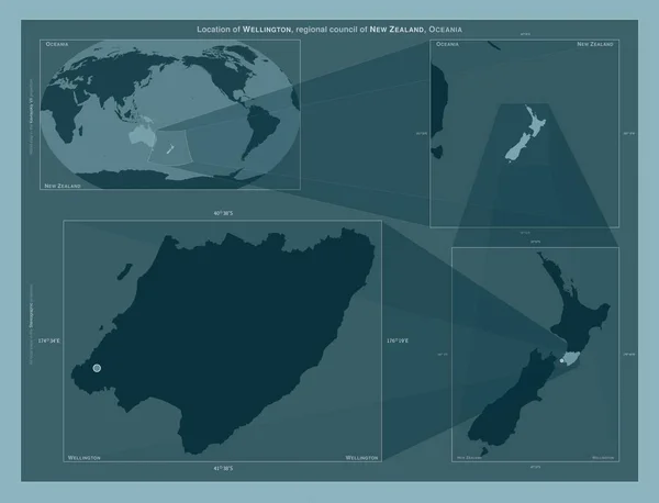 Веллингтон Региональный Совет Новой Зеландии Диаграмма Показывающая Расположение Региона Крупных — стоковое фото