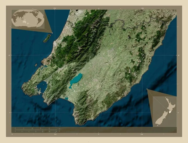 ニュージーランド地方議会議員 高解像度衛星地図 コーナー補助位置図 — ストック写真