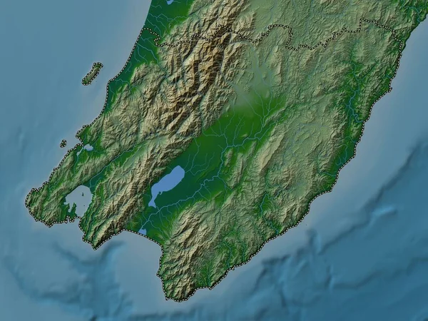 Wellington Regionfullmäktige Nya Zeeland Färgad Höjdkarta Med Sjöar Och Floder — Stockfoto