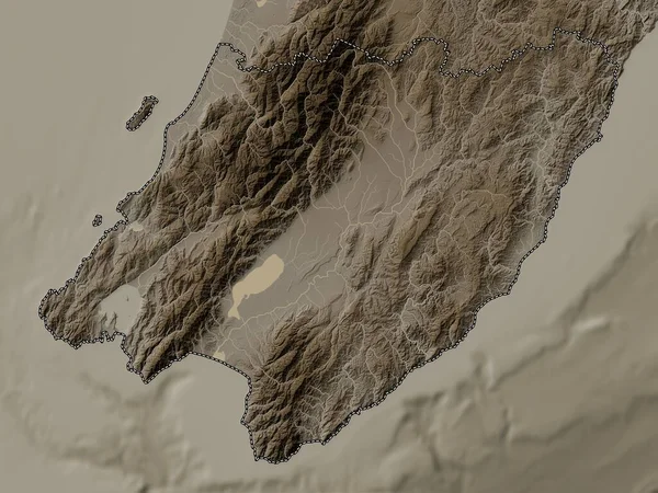 Веллингтон Региональный Совет Новой Зеландии Карта Высот Окрашенная Сепиевые Тона — стоковое фото