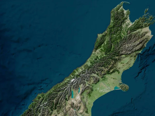 Західне Узбережжя Регіональна Рада Нової Зеландії Супутникова Карта Високої Роздільної — стокове фото