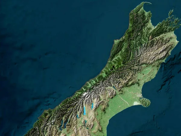 Західне Узбережжя Регіональна Рада Нової Зеландії Супутникова Карта Низької Роздільної — стокове фото