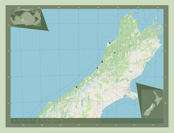 Западное Побережье Региональный Совет Новой Зеландии Карта Улиц Места Расположения — стоковое фото