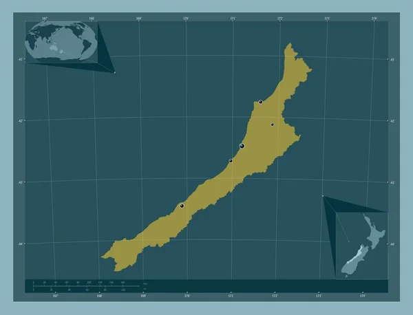 서해안 뉴질랜드 색깔의 지역의 도시들의 Corner Auxiliary Location — 스톡 사진