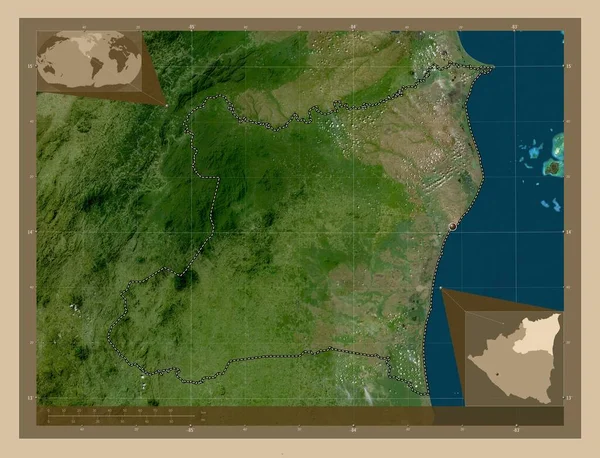 Atlantico Norte Autonomous Region Nicaragua Low Resolution Satellite Map Corner — Stock Photo, Image