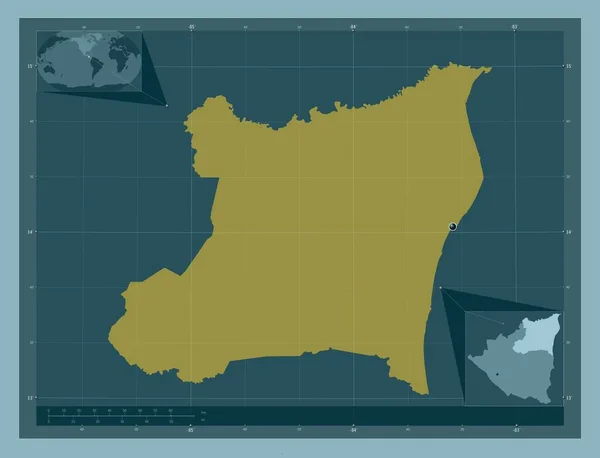 Атлантико Норте Автономний Регіон Нікарагуа Твердий Колір Кутові Допоміжні Карти — стокове фото