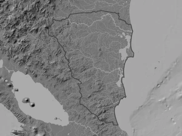 Atlantico Sur Autonome Region Nicaraguas Karte Mit Seen Und Flüssen — Stockfoto