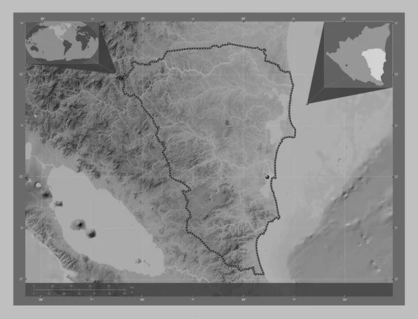 Atlántico Sur Comunidad Autónoma Nicaragua Mapa Elevación Escala Grises Con —  Fotos de Stock