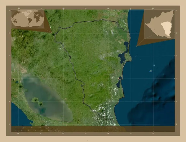 Атлантико Сур Автономный Регион Никарагуа Карта Спутника Низкого Разрешения Вспомогательные — стоковое фото