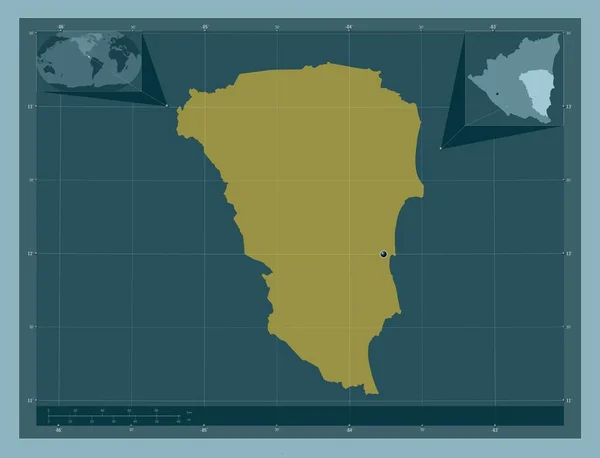 Atlantico Sur Regione Autonoma Del Nicaragua Forma Tinta Unita Mappa — Foto Stock
