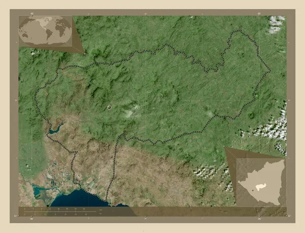 博阿科 尼加拉瓜省高分辨率卫星地图 角辅助位置图 — 图库照片