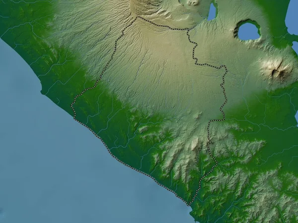 Карасо Департамент Никарагуа Цветная Карта Высот Озерами Реками — стоковое фото