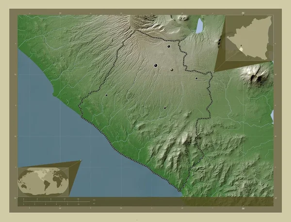 Карасо Відділ Нікарагуа Висота Карти Забарвлена Вікі Стилі Озерами Річками — стокове фото