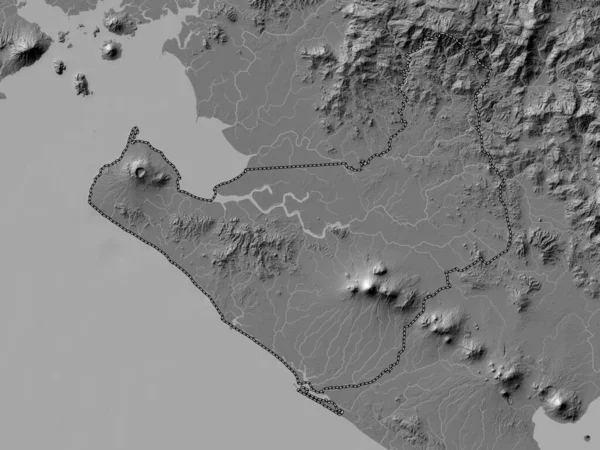 Chinandega Department Nicaragua Bilevel Elevation Map Lakes Rivers — Stock Photo, Image