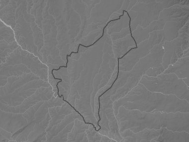 Dosso, Nijer Bölümü. Gölleri ve nehirleri olan gri tonlama yükseklik haritası