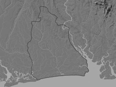Akwa Ibom, Nijerya eyaleti. Gölleri ve nehirleri olan çift seviyeli yükseklik haritası