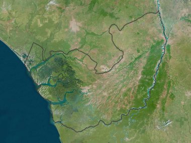 Delta, Nijerya eyaleti. Yüksek çözünürlüklü uydu haritası